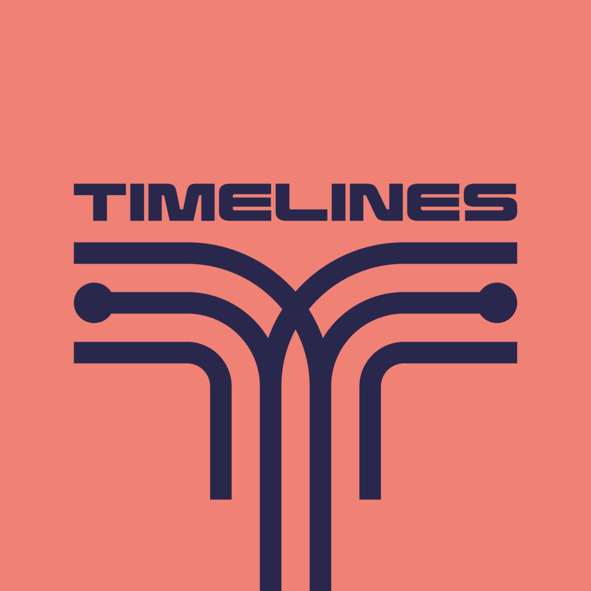 Timelines identity in navy on coral