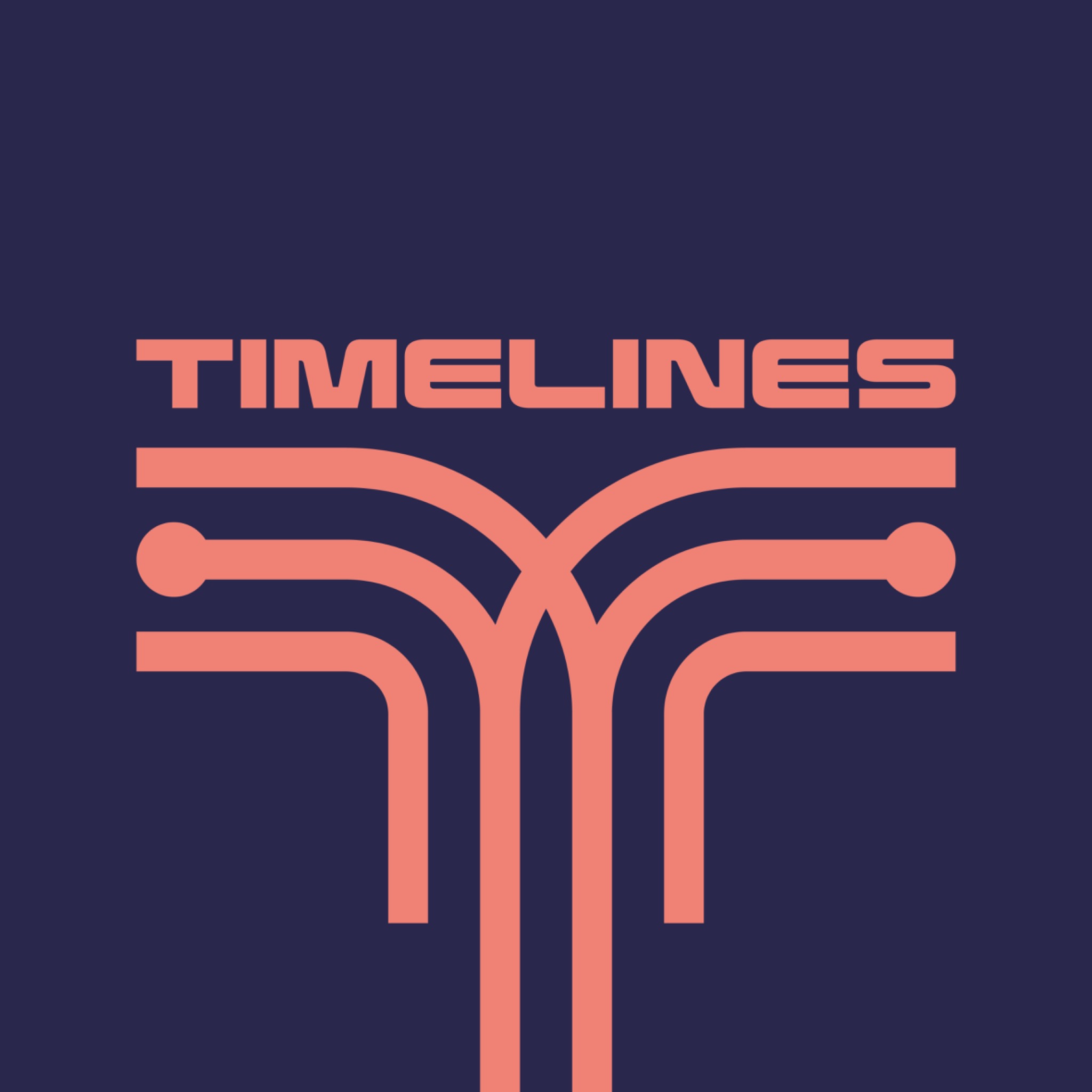 Timelines identity in coral on navy